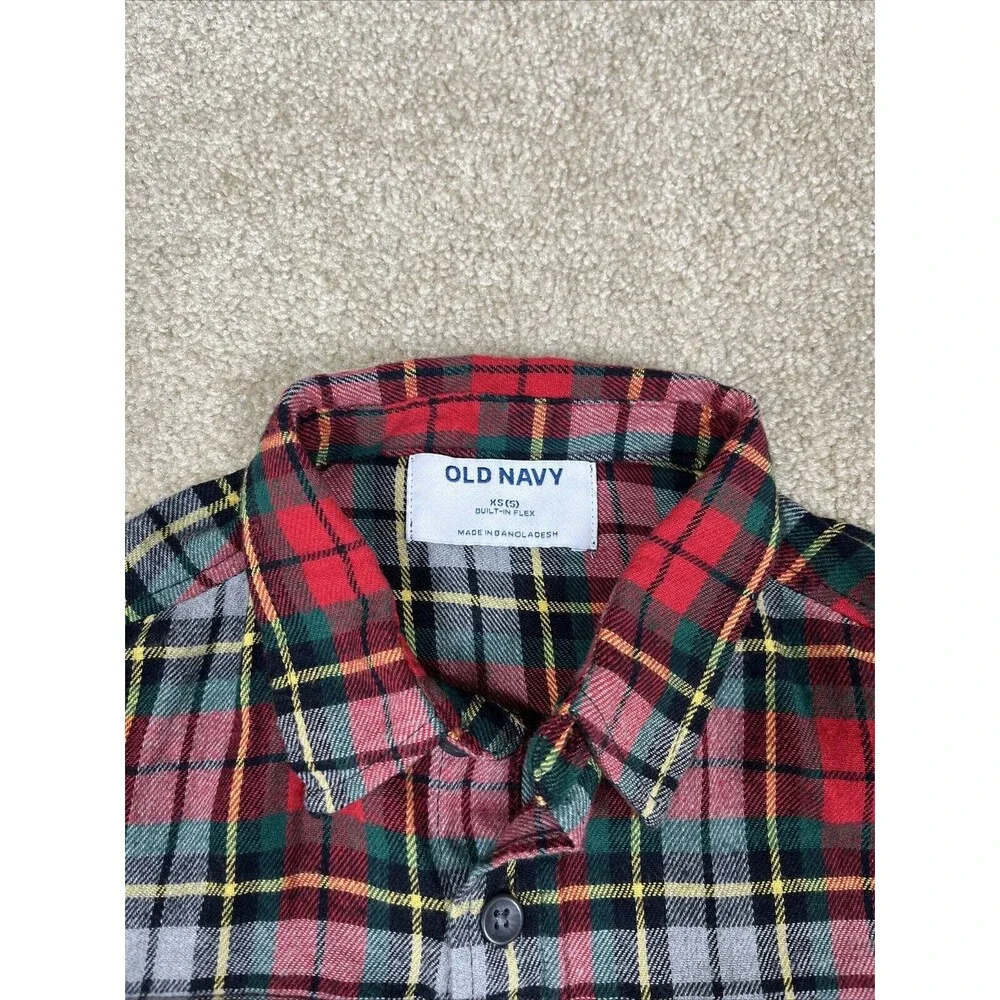 NWT Old Navy Red Tartan Boy's Girl’s Red and Green Flannel Shirt Size‎ XS (5)